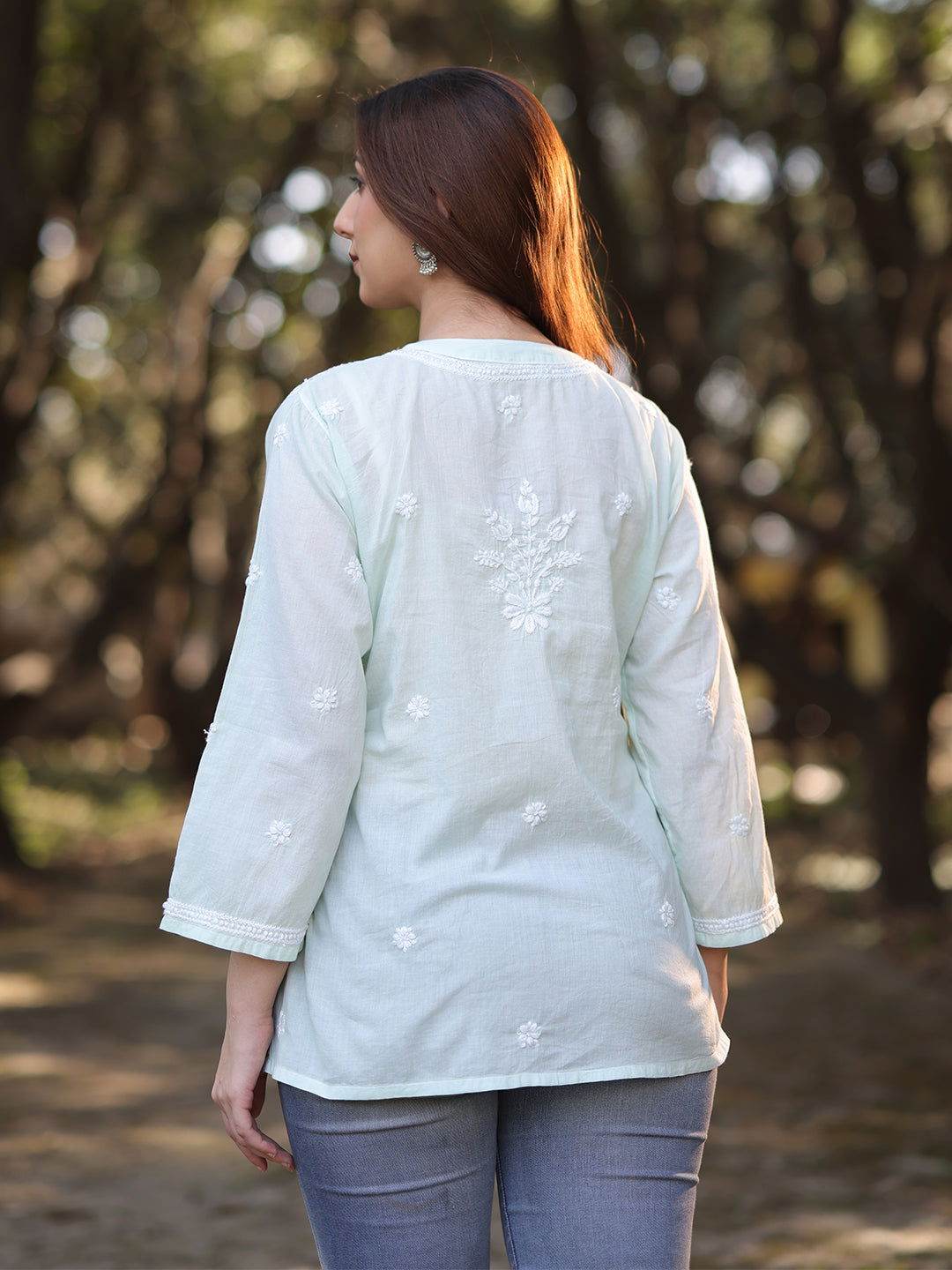 ZOYA Chikankari Cotton Mul Top - KRI CHIKANKARI